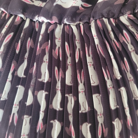 Farm Rio Sheer top bunny pattern pleated mini dress Size-P - Picture 6 of 9